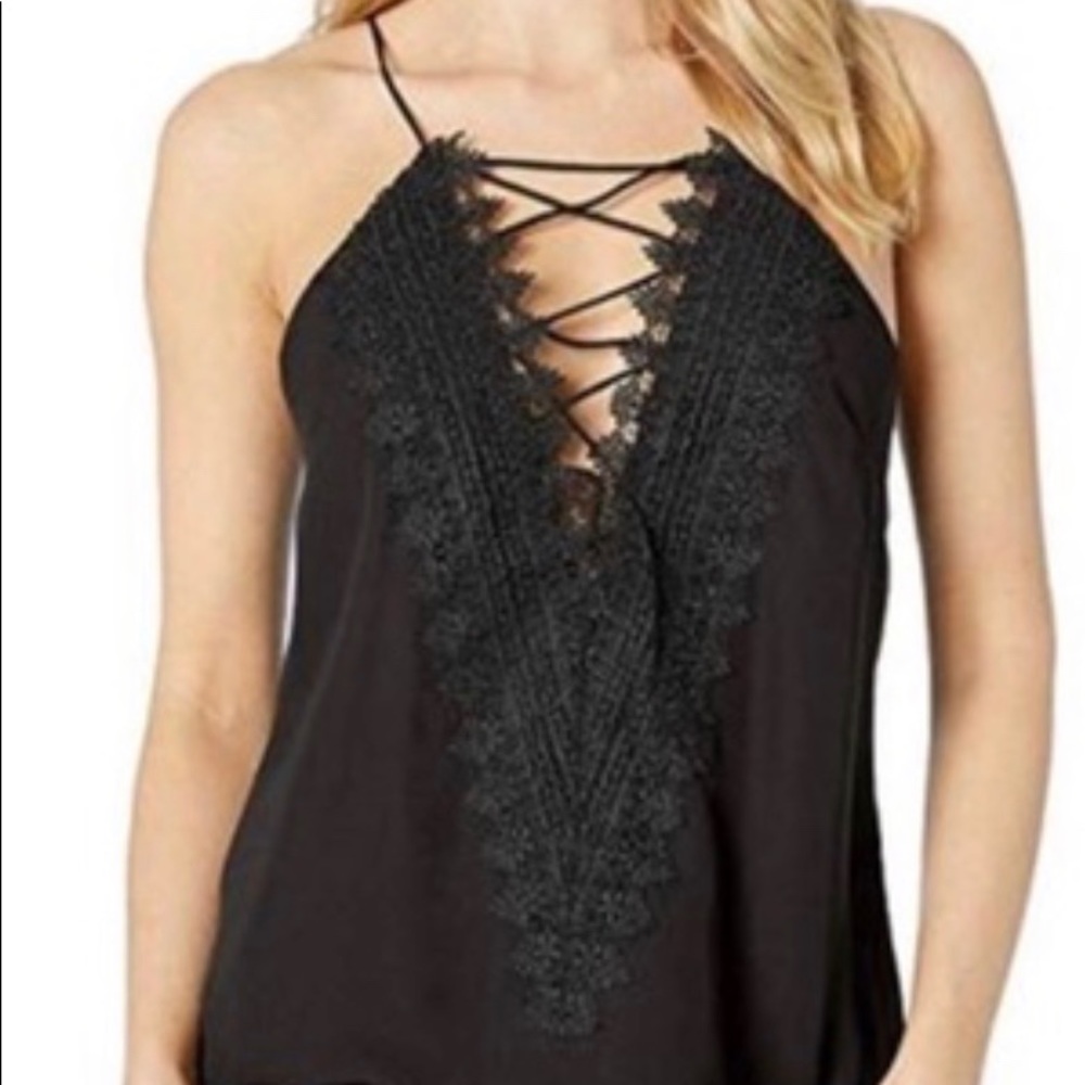 WAYF lace-up black tank